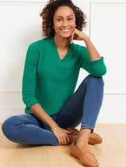 POINTELLE V-NECK PULLOVER | Talbots on sale
