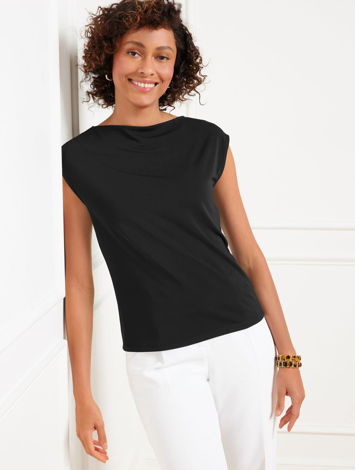 MATTE JERSEY FUNNEL NECK SHELL | Talbots on sale