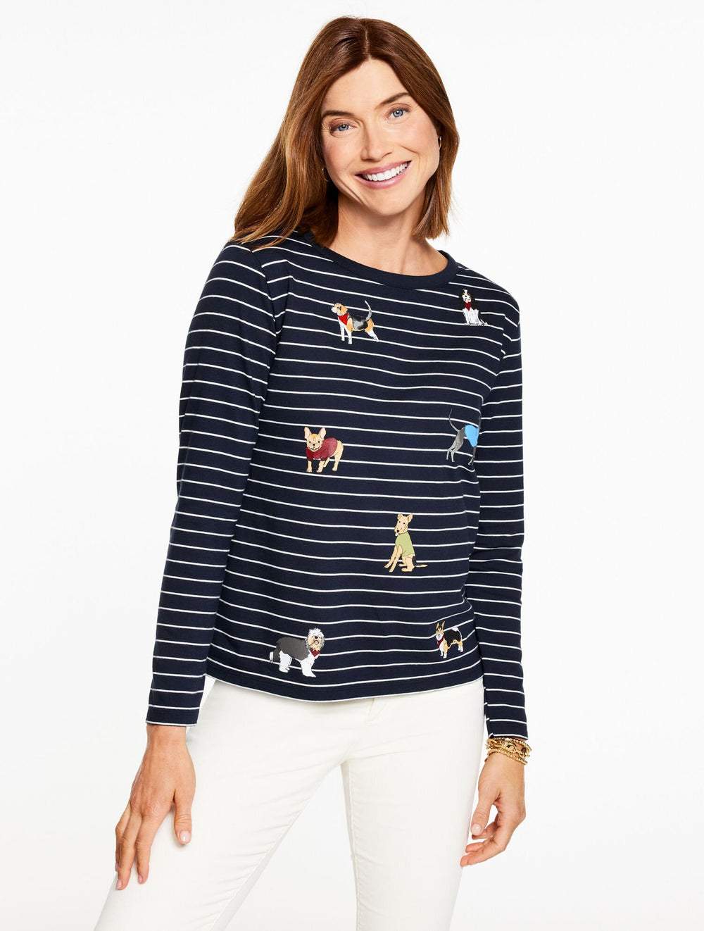LONG SLEEVE CREWNECK TEE - JOVIAL DOGS | Talbots discount