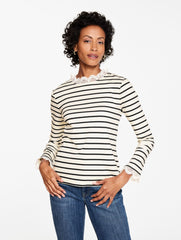 LACE TRIM CREWNECK TEE - SAYBROOK STRIPE | Talbots US