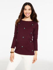 LONG SLEEVE BATEAU NECK TEE - OWL | Talbots outlet