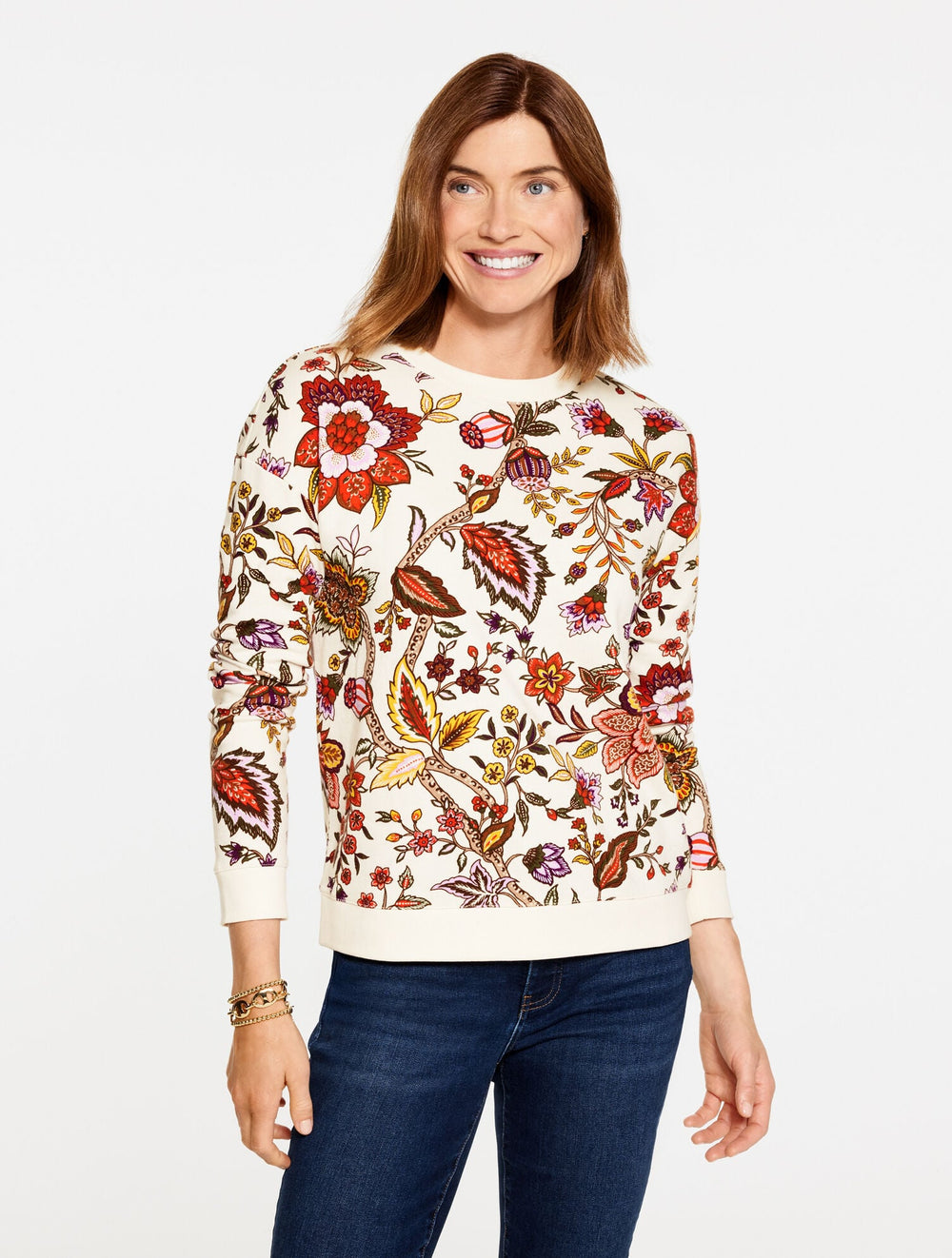 CREWNECK SWEATSHIRT - BLOOMING JACOBEAN | Talbots outlet