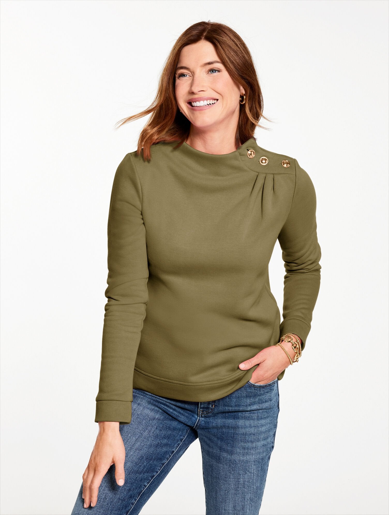 BUTTON SHOULDER SWEATSHIRT | Talbots near me