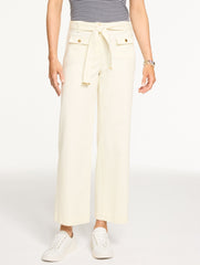 WIDE ANKLE BELTED TWILL PANTS | Talbots for sale
