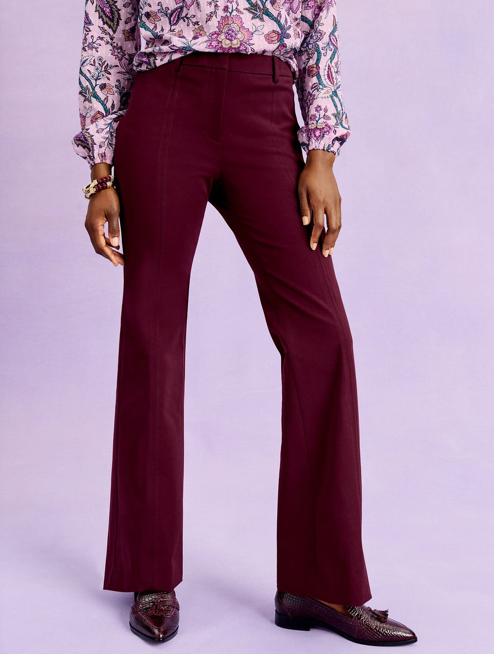 FLARE LEG COTTON BI-STRETCH PANTS | Talbots online