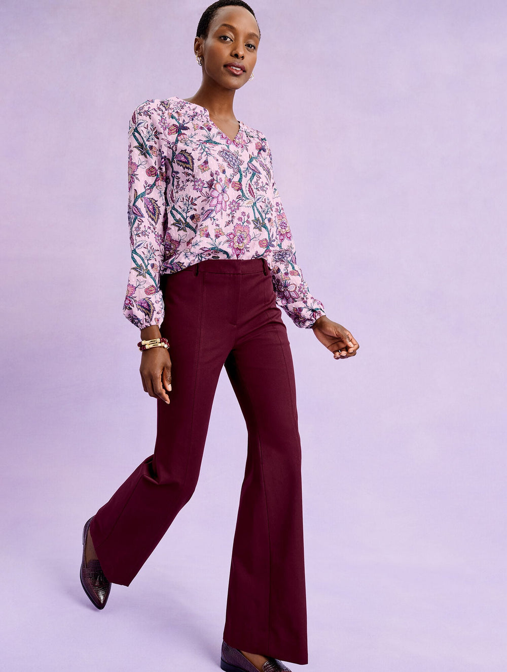 FLARE LEG COTTON BI-STRETCH PANTS | Talbots online