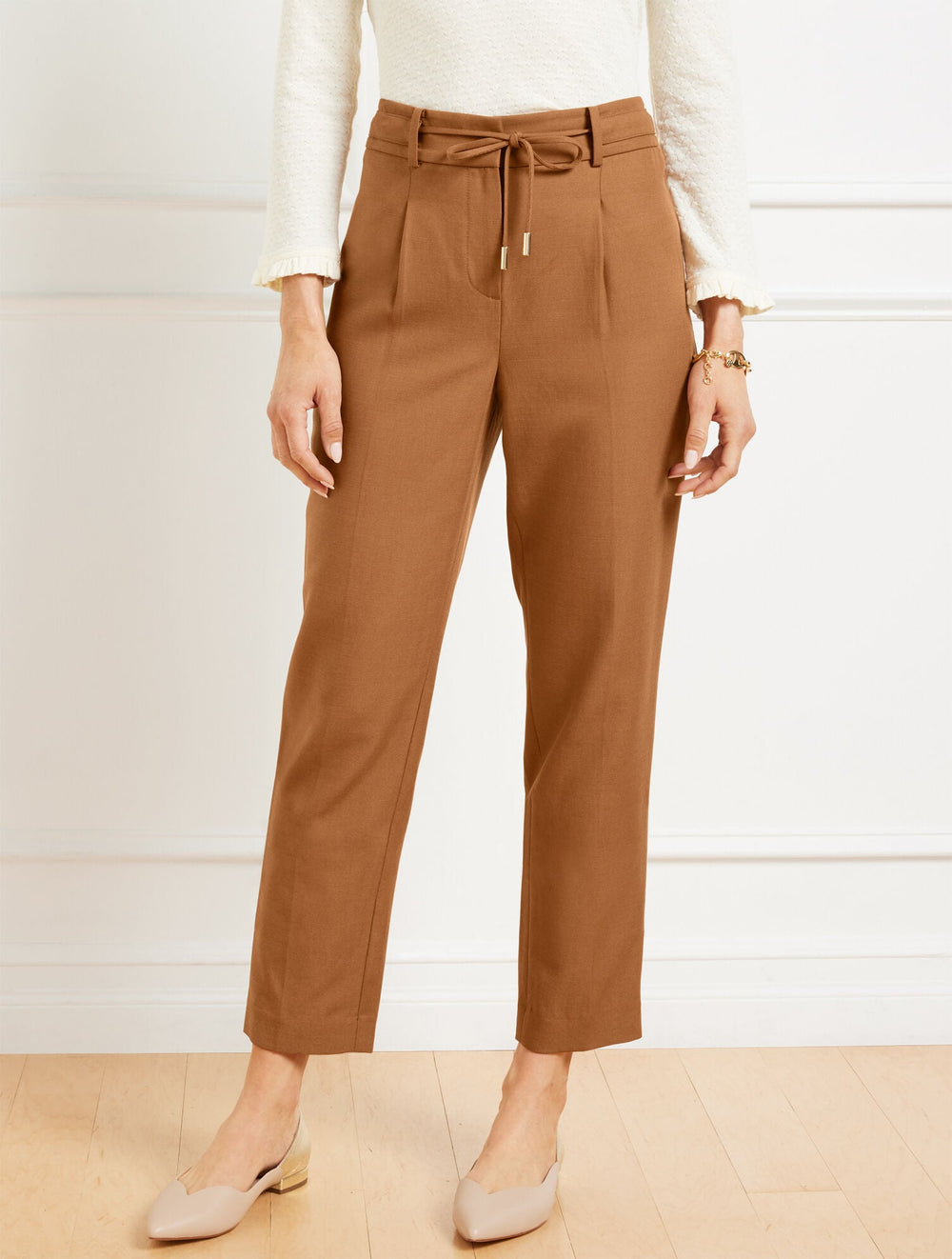 TAPERED ANKLE PLEATED PANTS | Talbots sale