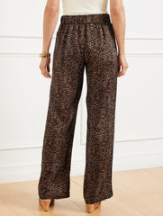 WIDE LEG PULL-ON PANTS - DELICATE LEOPARD | Talbots outlet