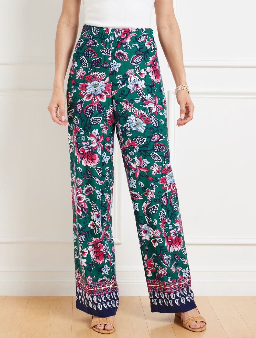 WIDE LEG PULL-ON PANTS - GORGEOUS GARDEN | Talbots US