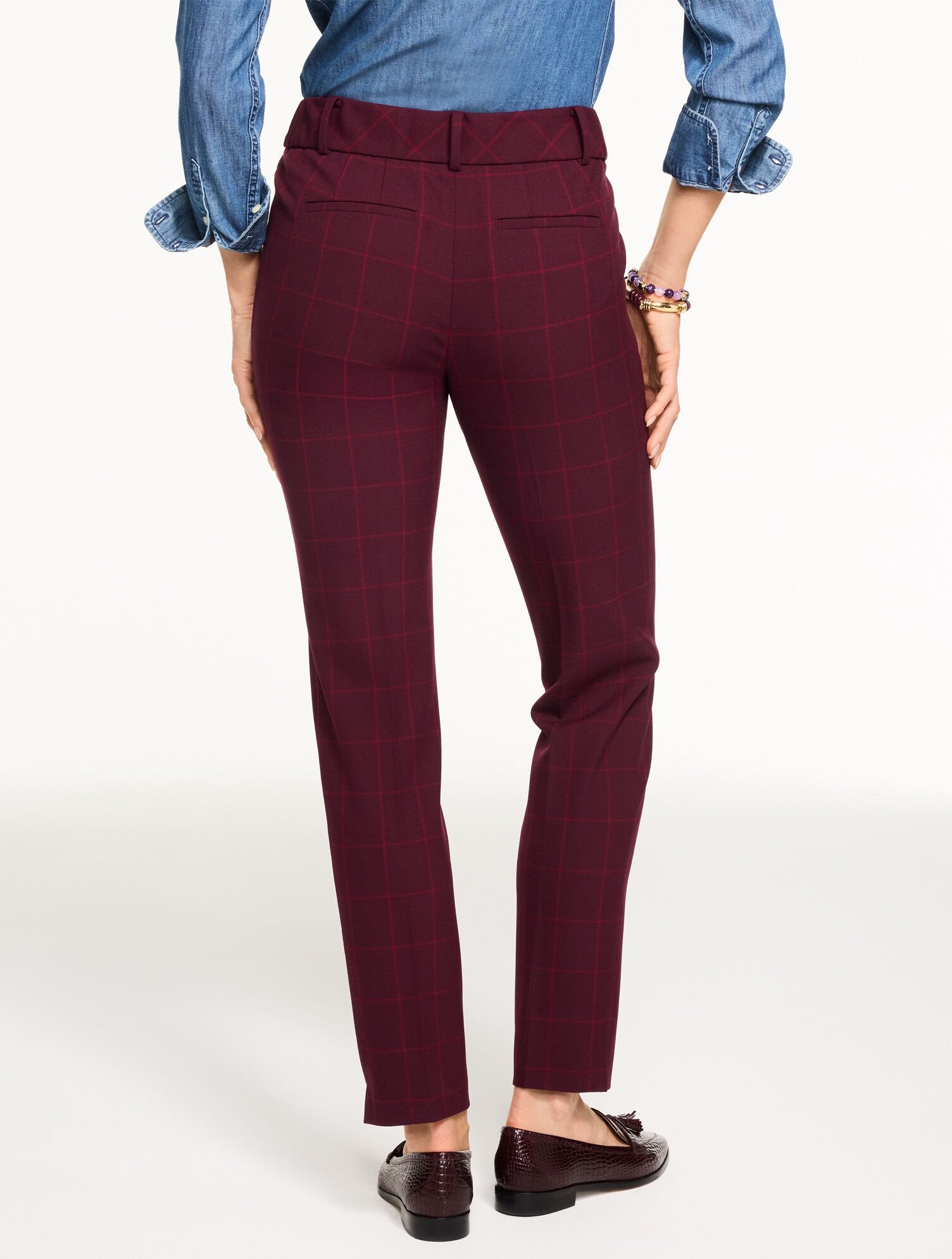 TALBOTS HAMPSHIRE STRAIGHT ANKLE PANTS - AUTUMN WINDOWPANE | Talbots discount