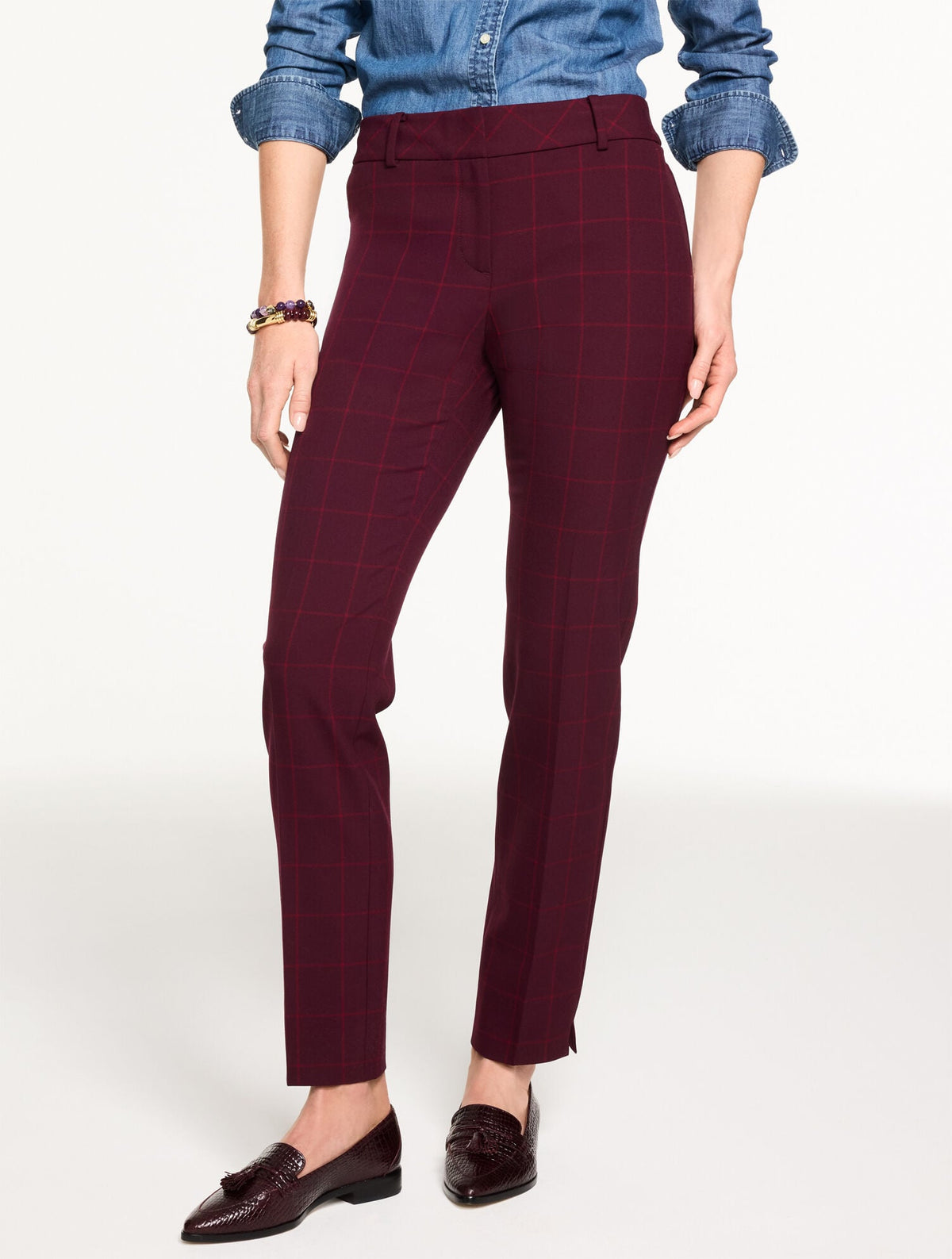 TALBOTS HAMPSHIRE STRAIGHT ANKLE PANTS - AUTUMN WINDOWPANE | Talbots discount