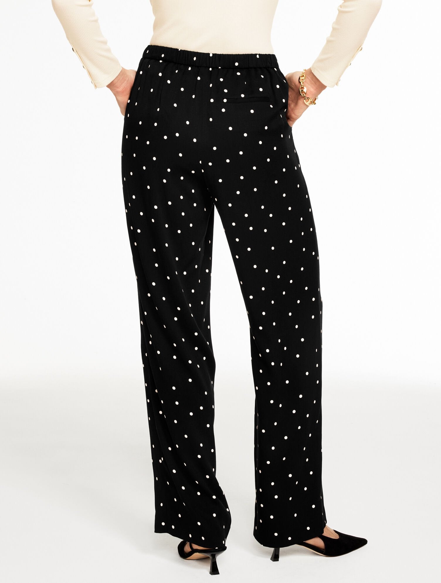 WIDE LEG PULL-ON PANTS - LUMINOUS DOTS | Talbots online