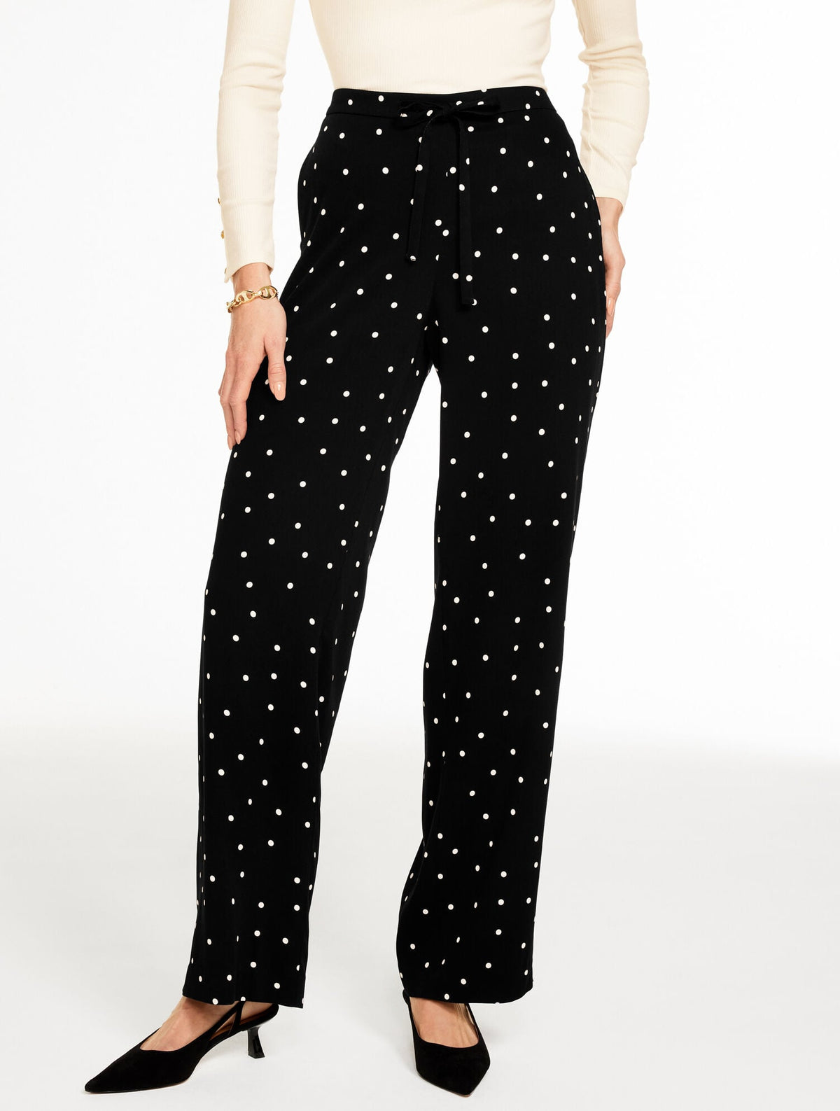 WIDE LEG PULL-ON PANTS - LUMINOUS DOTS | Talbots online