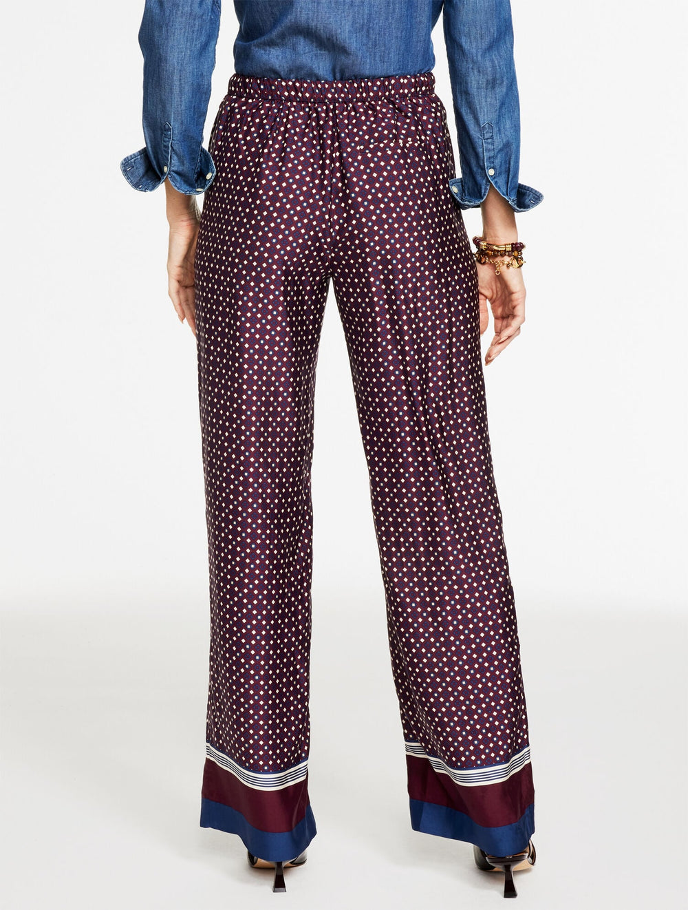 WIDE LEG PULL-ON PANTS - RADIANT BORDER | Talbots online