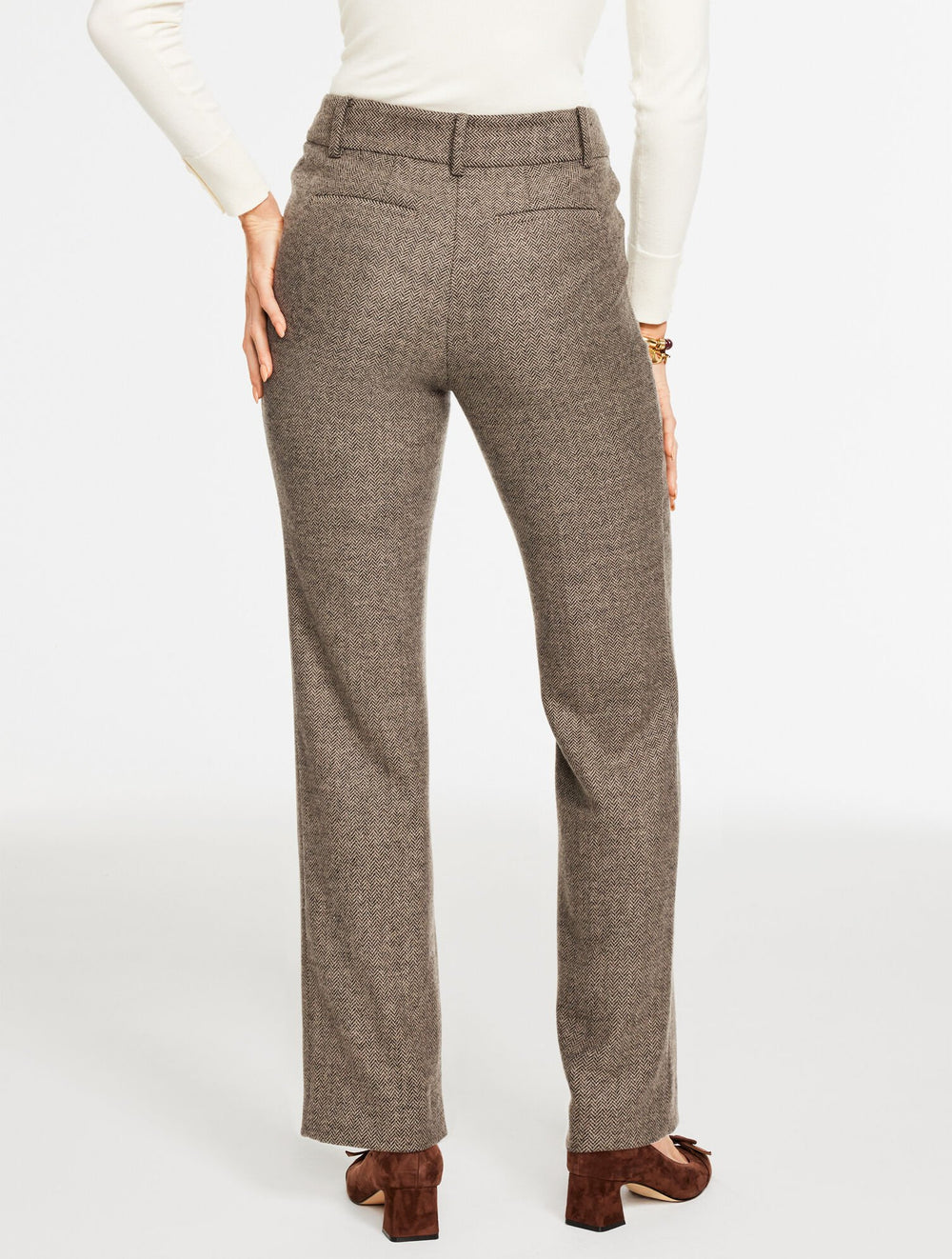TALBOTS SOUTHAMPTON WOOL STRAIGHT LEG PANTS - HERRINGBONE | Talbots outlet