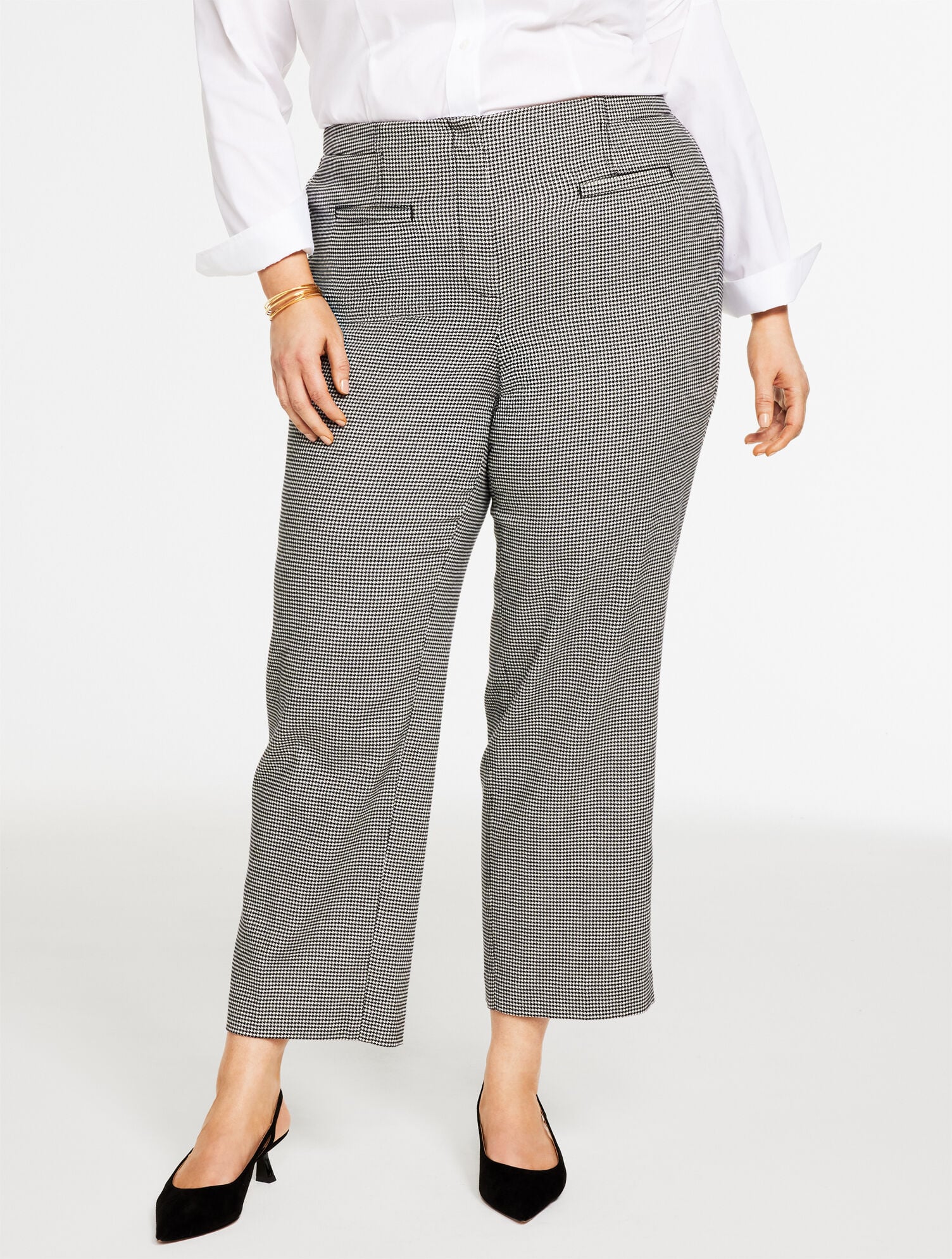 PLUS EXCLUSIVE SLIM WIDE ANKLE PANTS - HARVEST HOUNDSTOOTH | Talbots on sale
