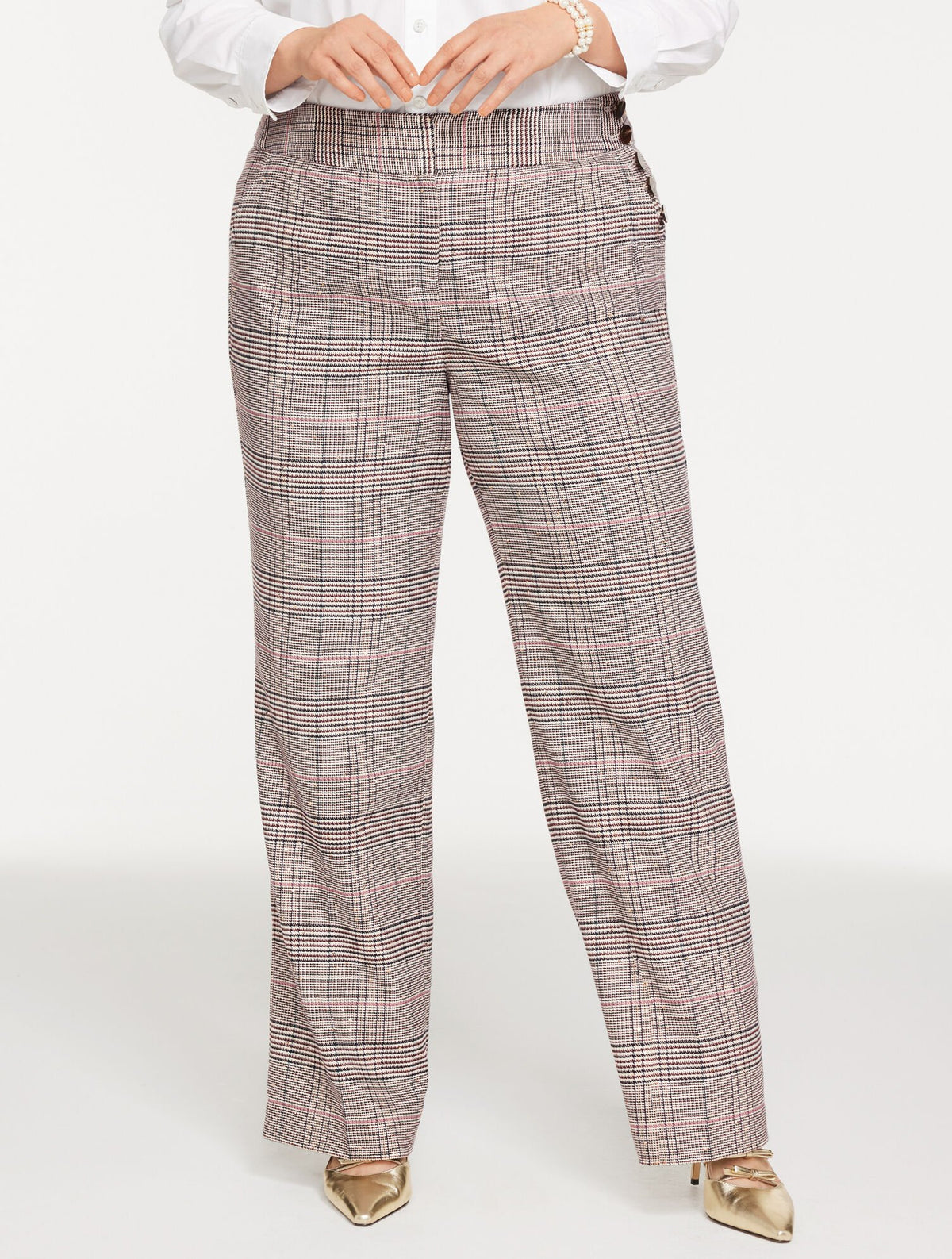 PLUS EXCLUSIVE TALBOTS GREENWICH TAILORED STRETCH WIDE LEG PANTS - MANSFIELD GLEN PLAID | Talbots discount