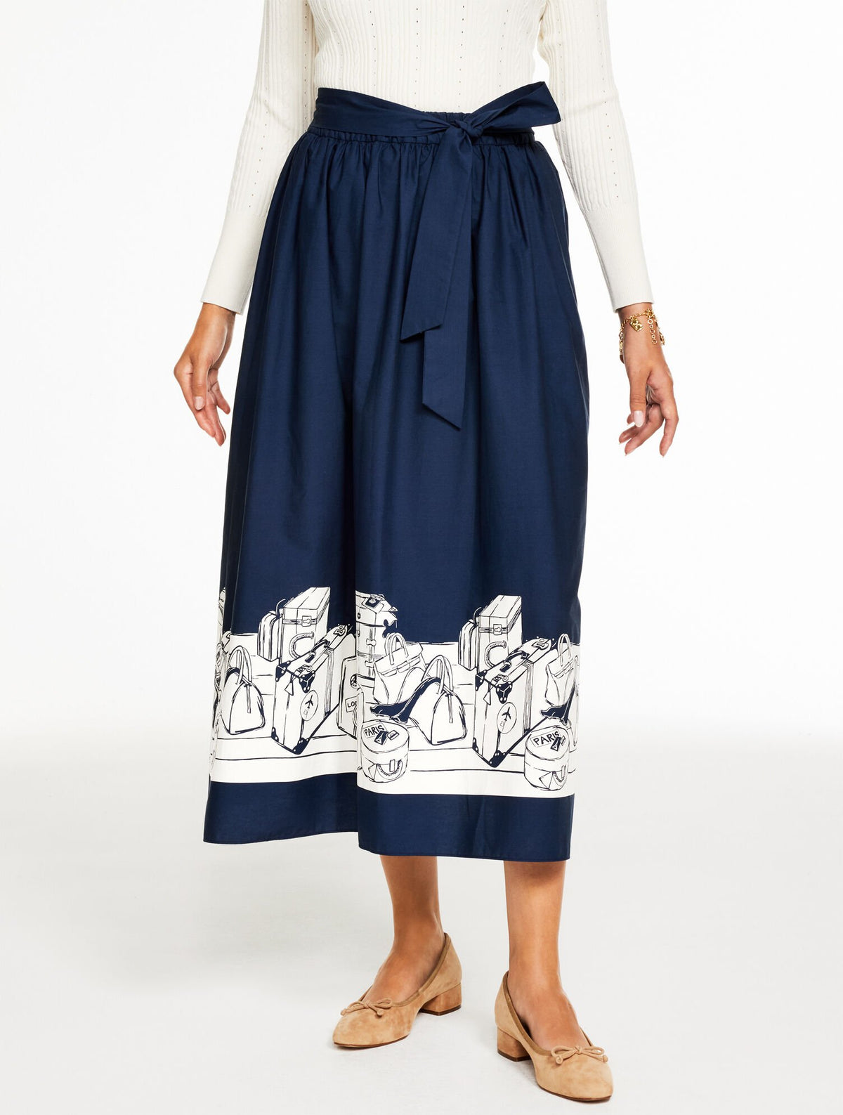 MODERN POPLIN PLEATED SKIRT - BON VOYAGE | Talbots US