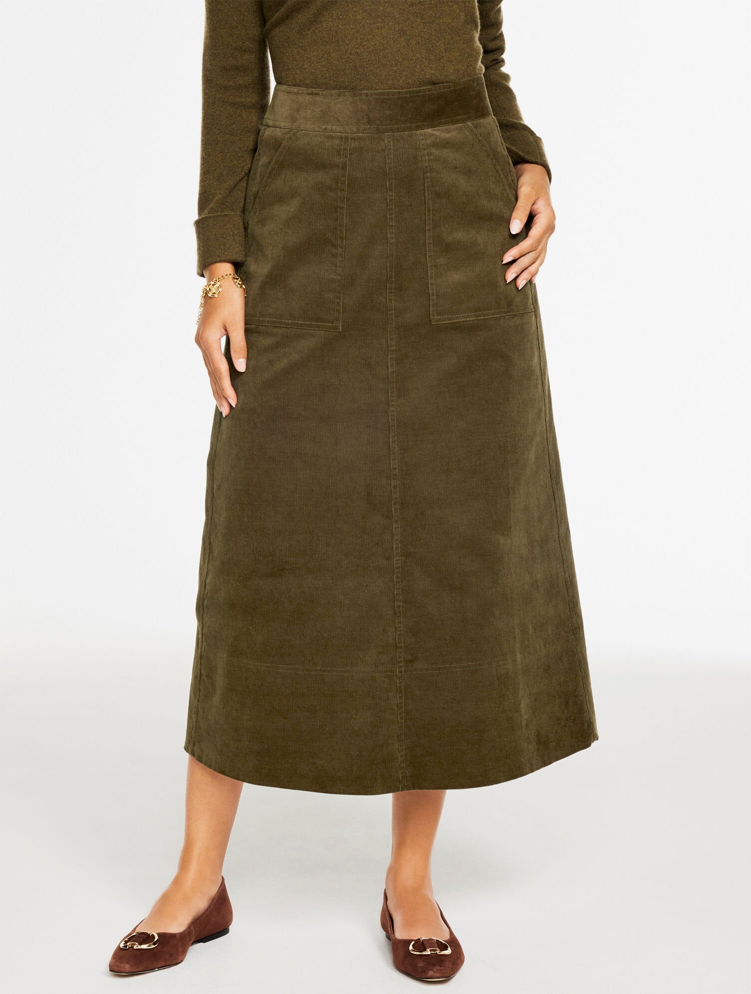 CORDUROY FIT & FLARE SKIRT | Talbots US