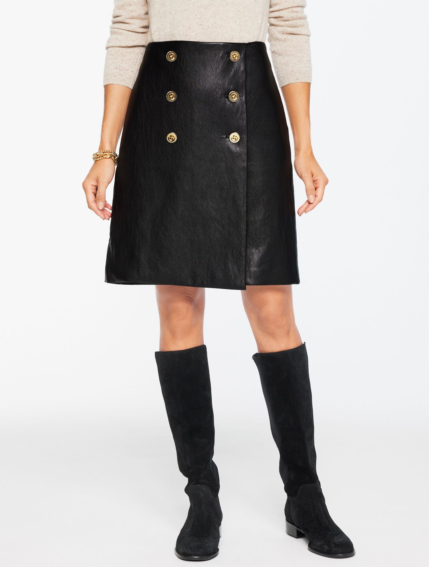FAUX LEATHER A-LINE SKIRT | Talbots online