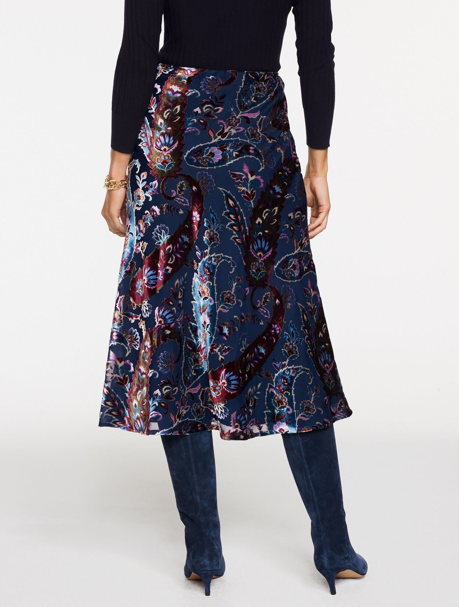 BURNOUT VELVET SKIRT - FLORAL PAISLEY | Talbots discount