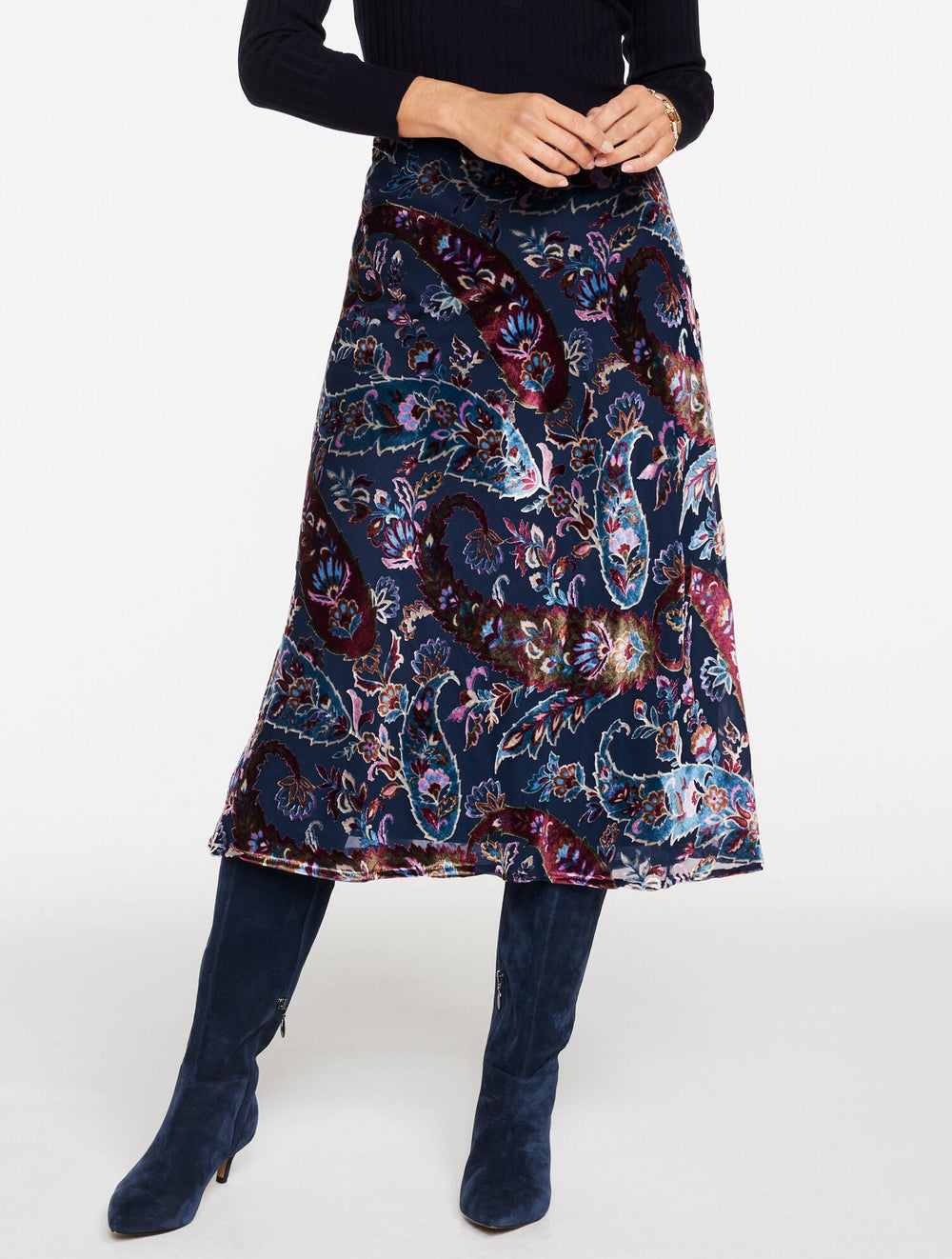 BURNOUT VELVET SKIRT - FLORAL PAISLEY | Talbots discount