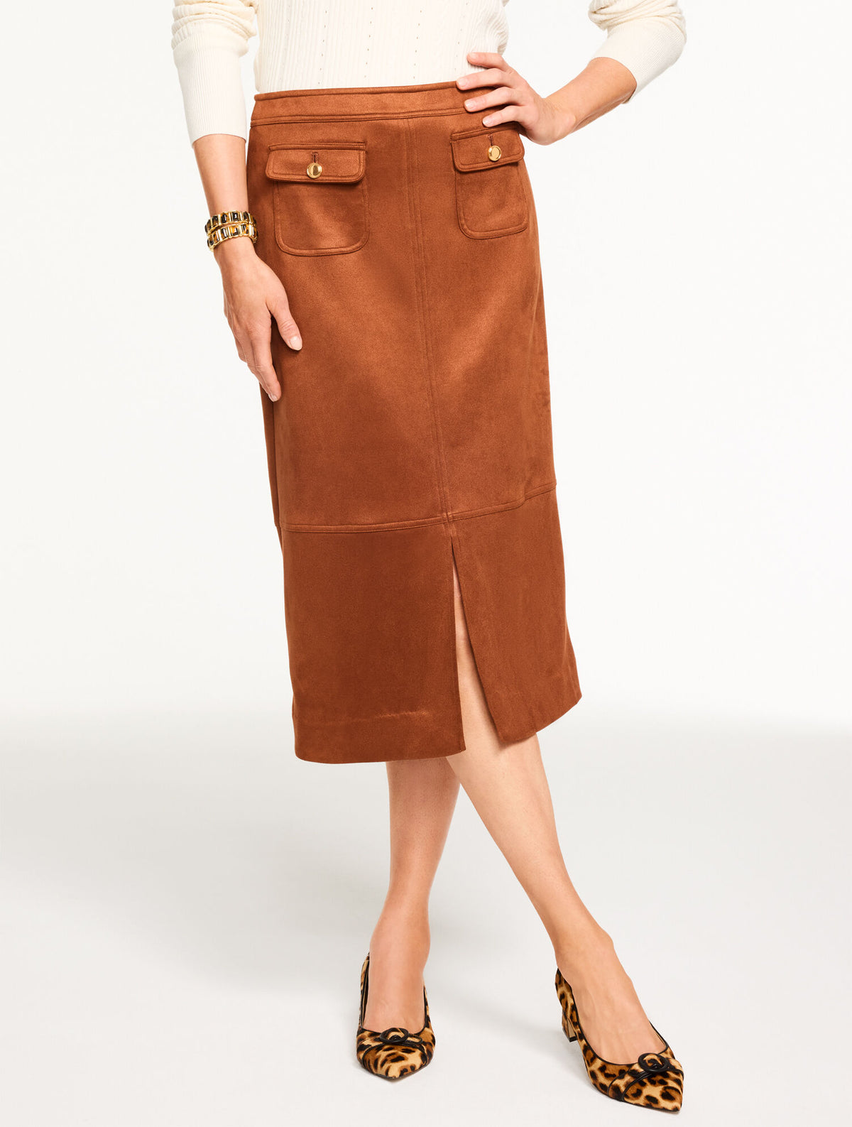 FAUX SUEDE MIDI SKIRT | Talbots for sale