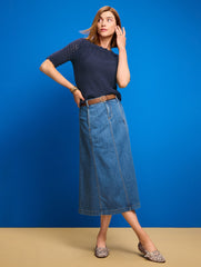 DENIM FIT & FLARE SKIRT - SOLANA WASH | Talbots US
