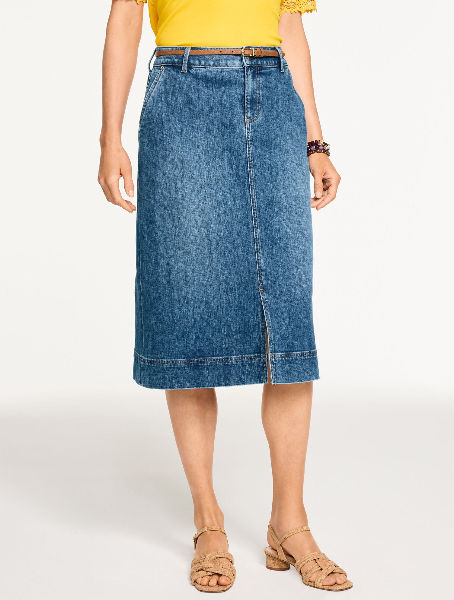DENIM A-LINE MIDI SKIRT - CARDIFF WASH | Talbots on sale