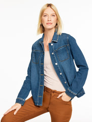 STUDDED DENIM SHIRT JACKET - BLEEKER WASH | Talbots outlet