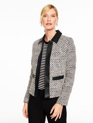 FAUX LEATHER TWEED JACKET | Talbots on sale