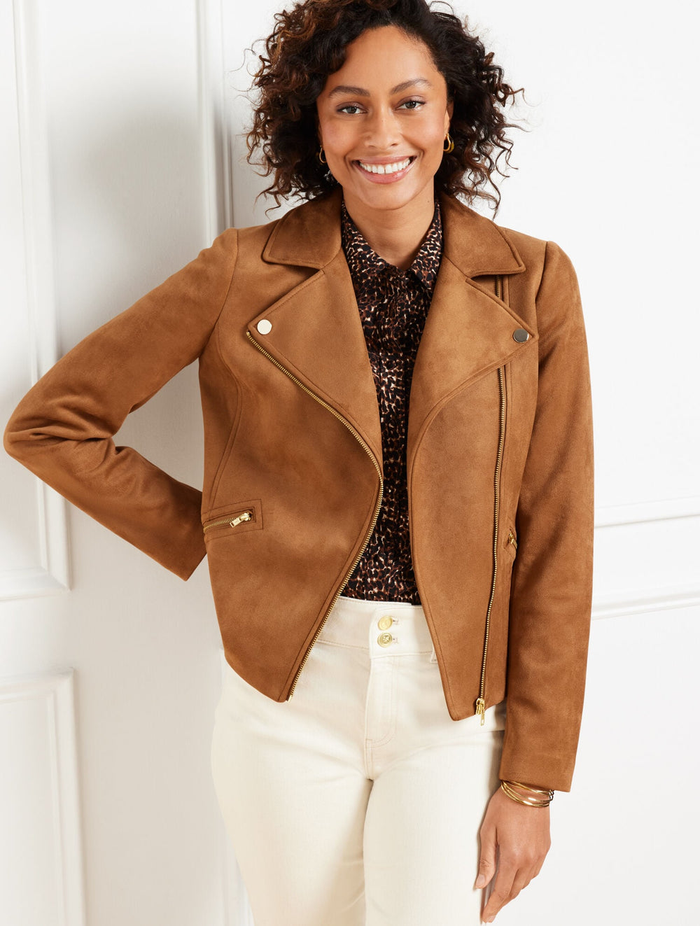 FAUX SUEDE MOTO JACKET | Talbots on sale