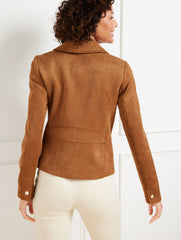 FAUX SUEDE MOTO JACKET | Talbots on sale