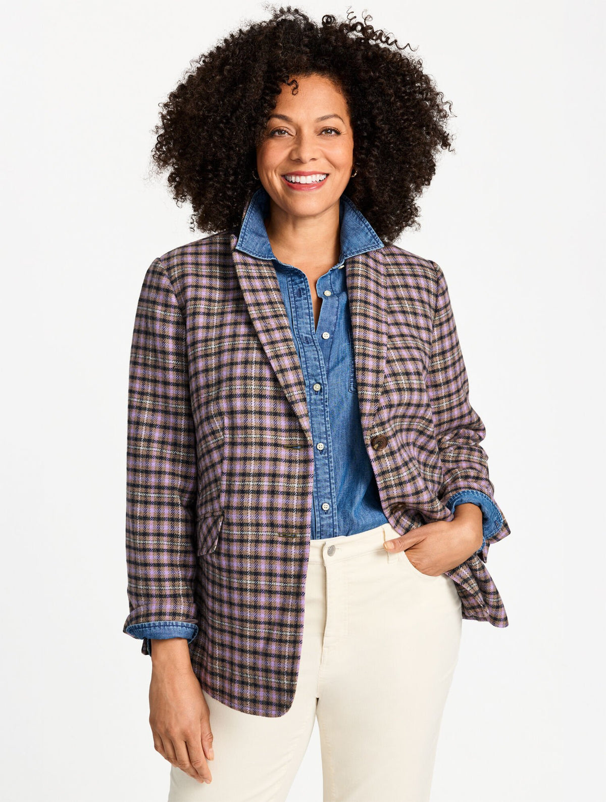 PLUS EXCLUSIVE PEMBERLEY PLAID CLASSIC BLAZER | Talbots sale
