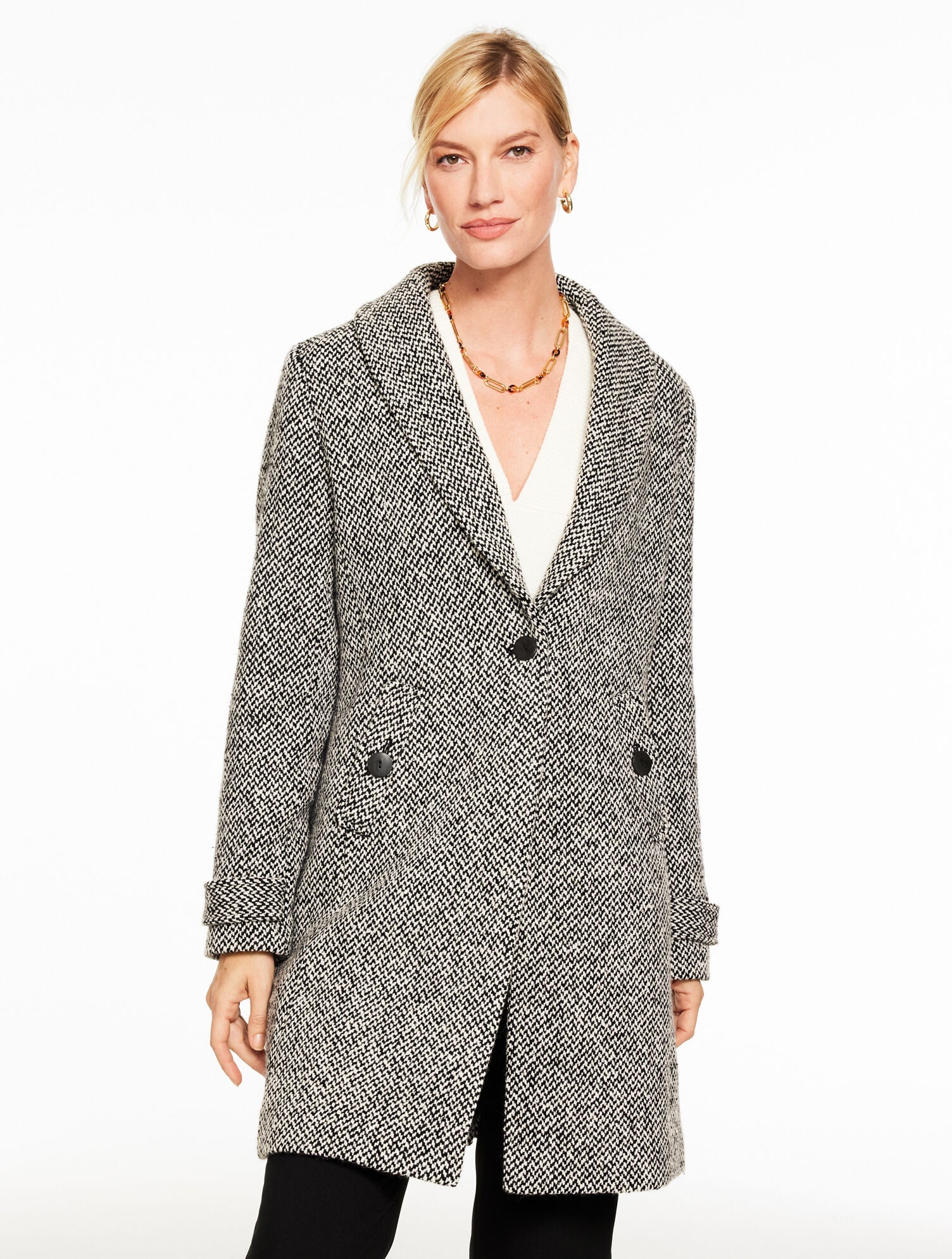 SHAWL COLLAR COAT - SNUG CHEVRON | Talbots for sale