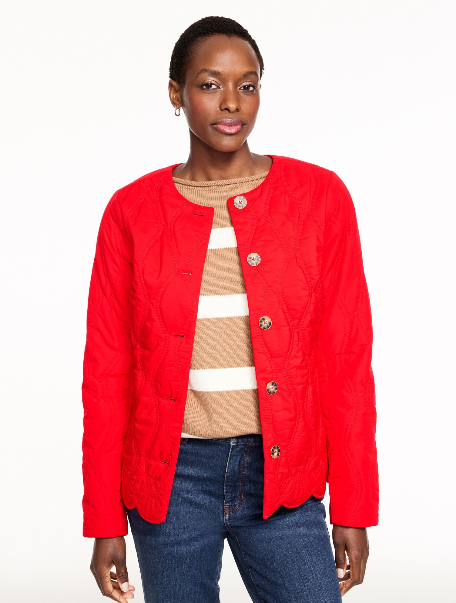 SCALLOP HEM QUILTED JACKET | Talbots discount