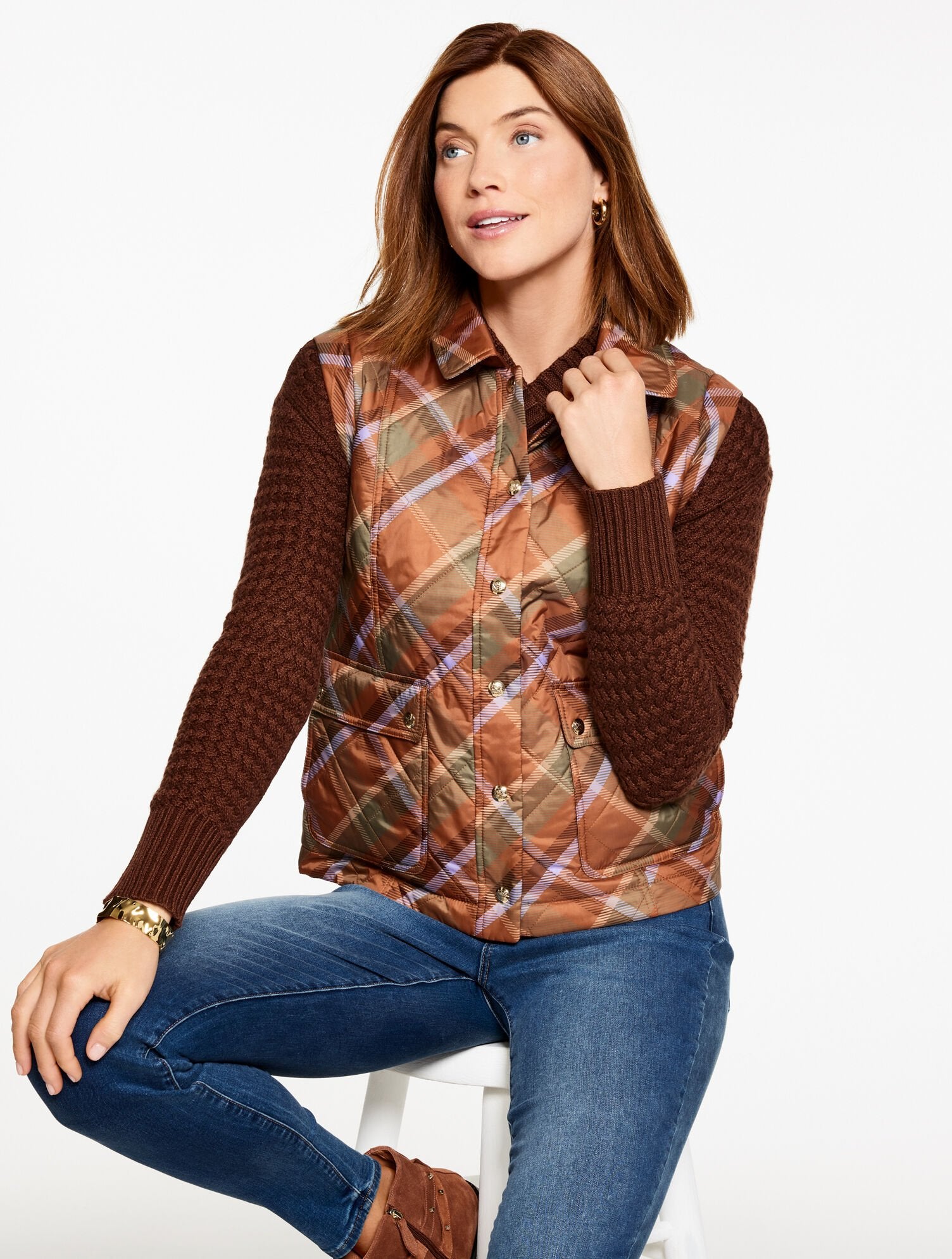 QUILTED BARN VEST - KELLYNCH PLAID | Talbots on sale