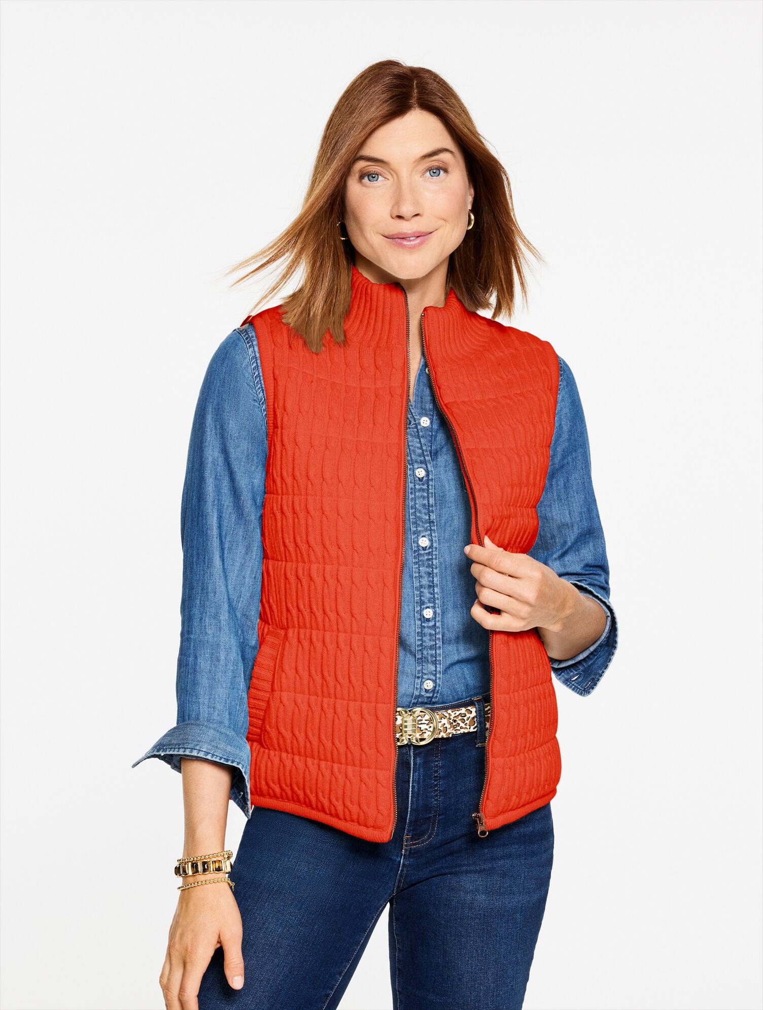 CABLE KNIT QUILTED VEST | Talbots discount