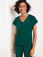 PASSPORT PONTE V-NECK PULLOVER | Talbots sale