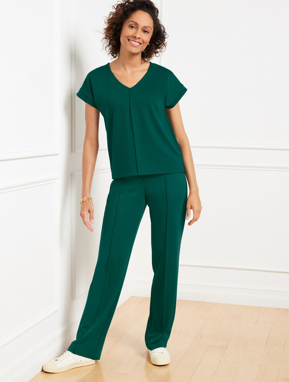 PASSPORT PONTE V-NECK PULLOVER | Talbots sale