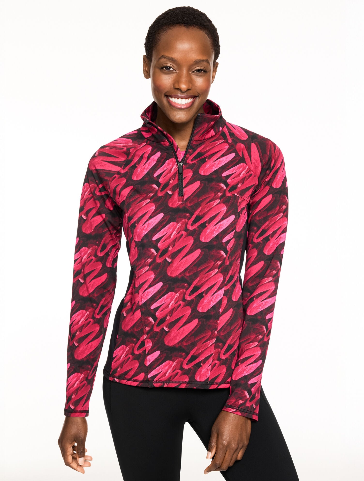 PERFORMANCE COMPRESSION HALF ZIP PULLOVER - BRUSHED LINES | Talbots online