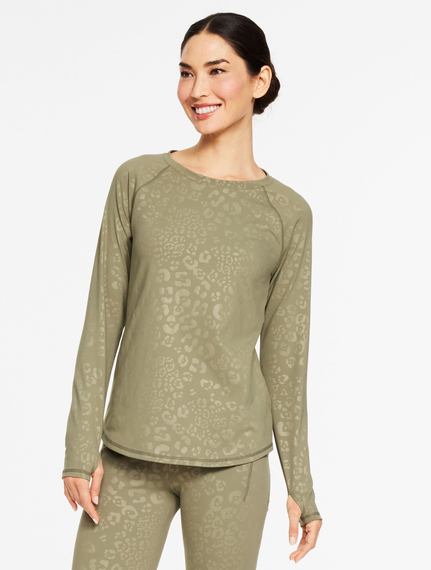 OUT & ABOUT CREWNECK TEE - SPOT ON LEOPARD | Talbots near me