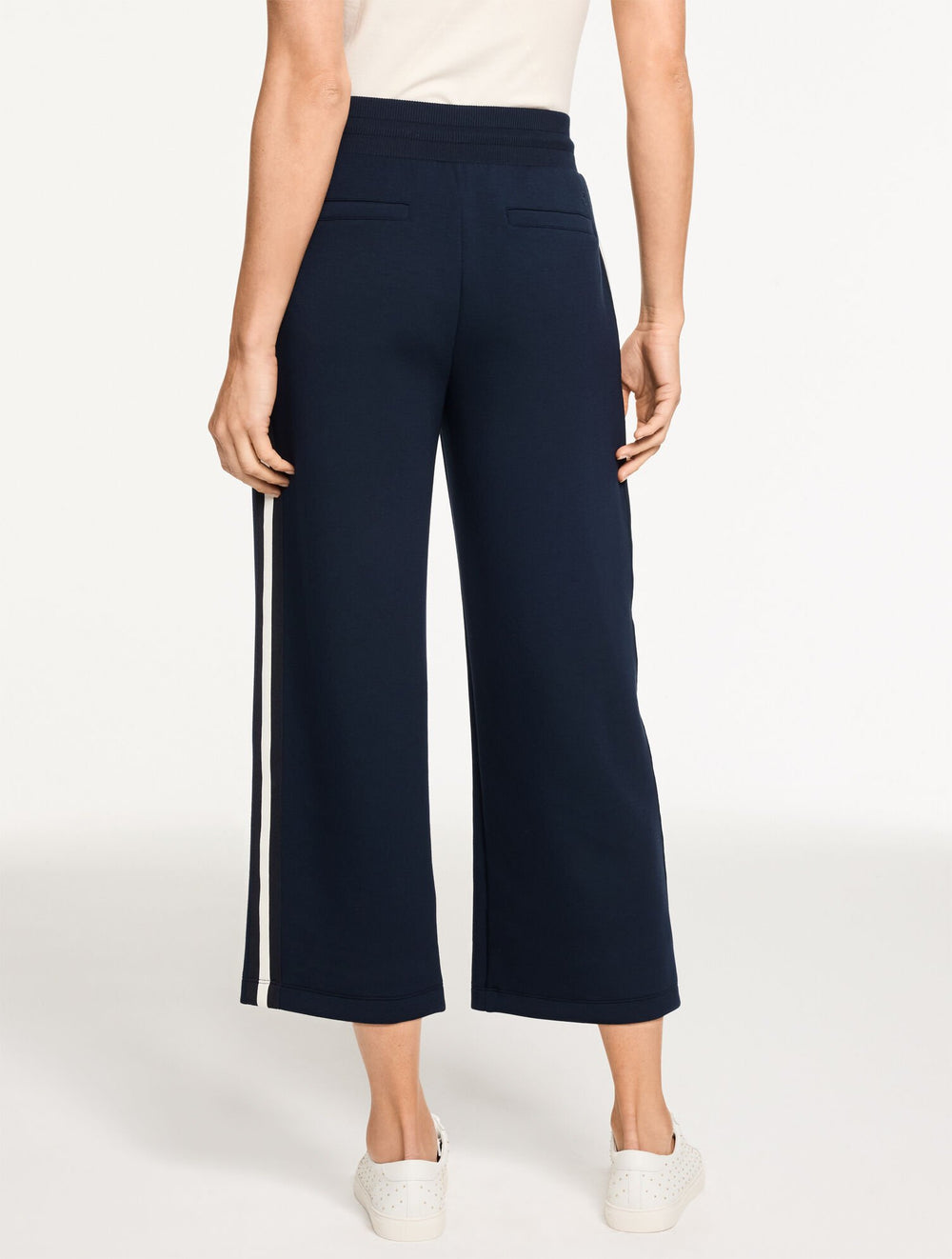 AIRKNIT STRETCH WIDE CROP SIDE STRIPE PANTS | Talbots sale