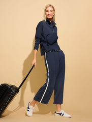 AIRKNIT STRETCH WIDE CROP SIDE STRIPE PANTS | Talbots sale