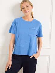 SUPERSOFT JERSEY BOXY CREWNECK TEE - ESSEX STRIPE | Talbots US