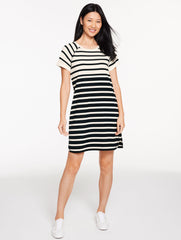 LUXE JERSEY RAGLAN T-SHIRT DRESS - THAMES STRIPE | Talbots on sale