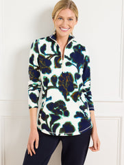 MODAL FRENCH TERRY HALF-ZIP PULLOVER - BRUSHED FLORAL | Talbots outlet