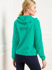 PUCKERED JACQUARD DRAWSTRING HOODIE | Talbots online