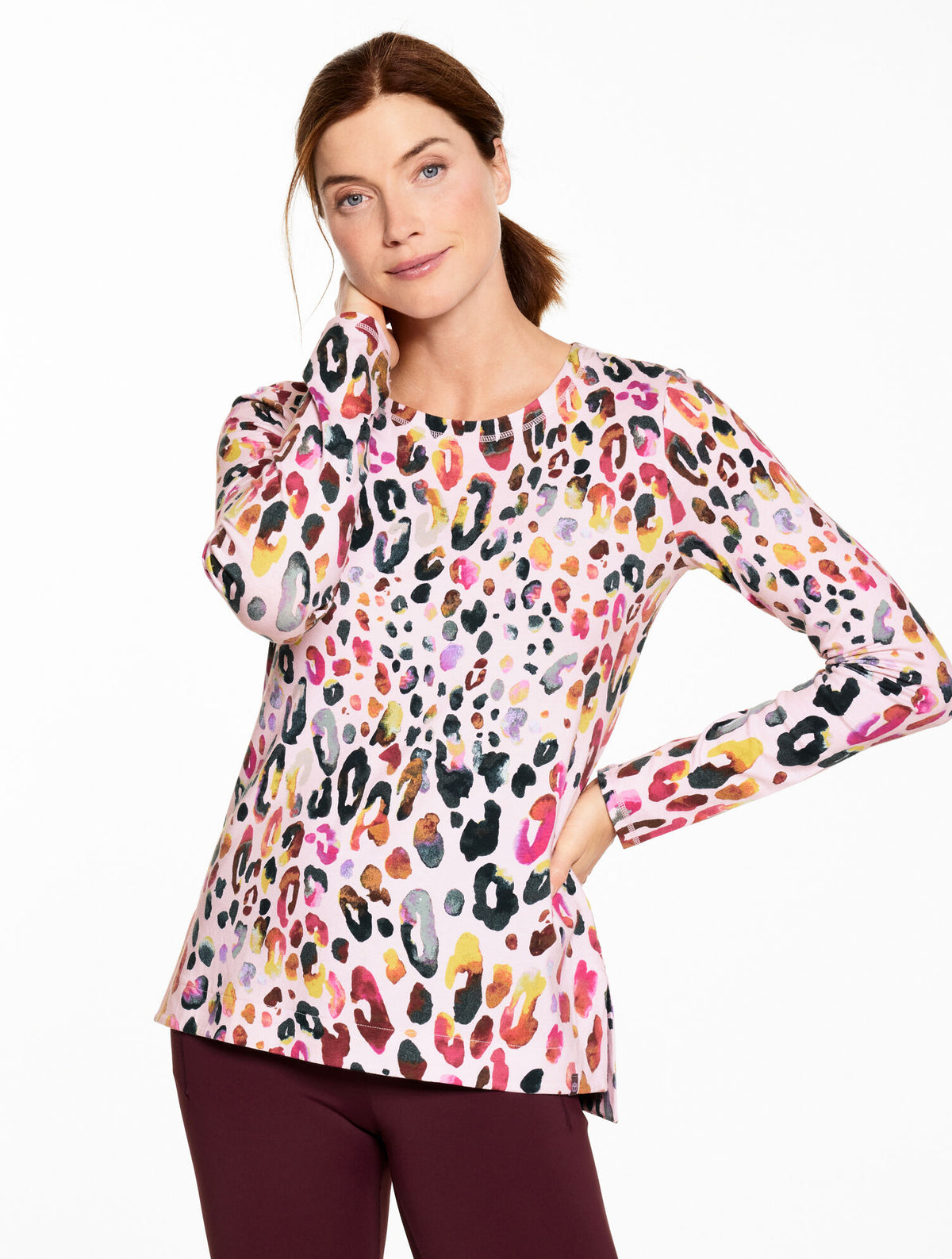 SUPERSOFT JERSEY CREWNECK TEE - WATERCOLOR LEOPARD | Talbots online