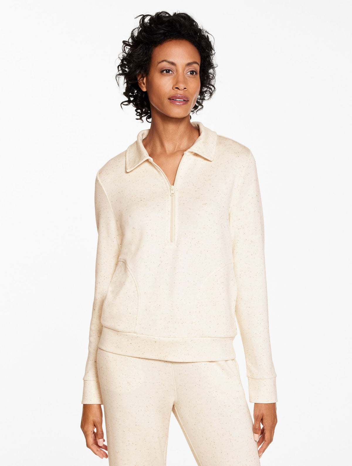 AIRKNIT STRETCH NEP JOHNNY COLLAR HALF-ZIP PULLOVER | Talbots sale